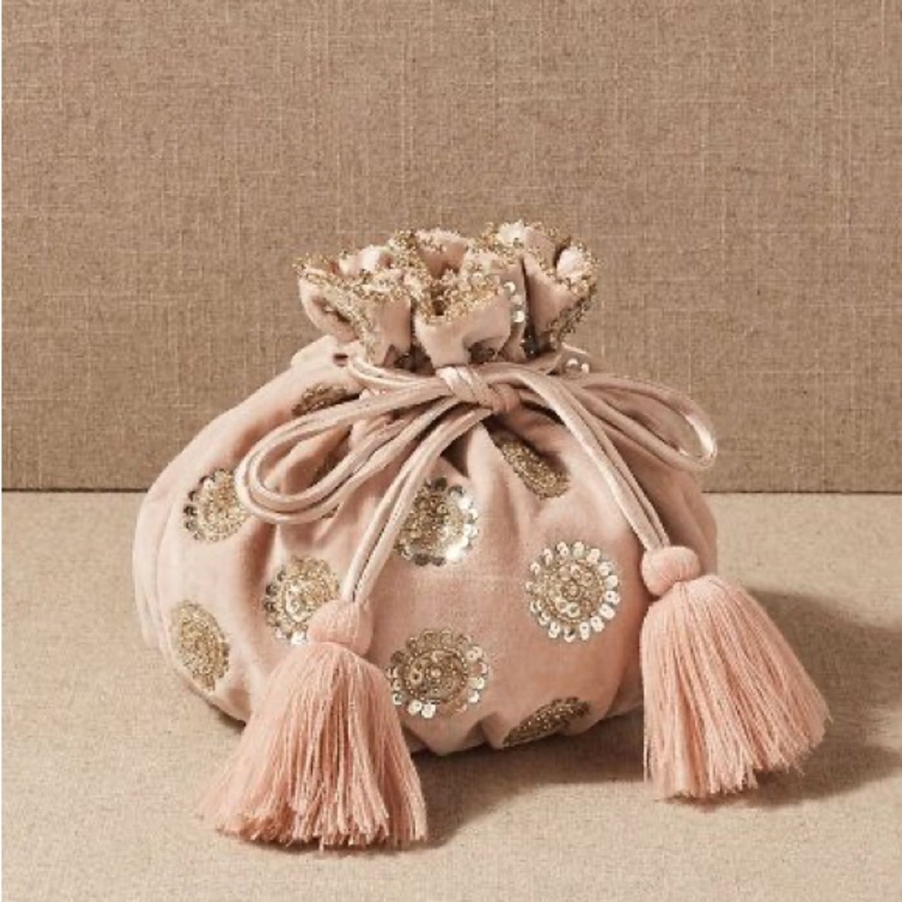 BHLDN Aesha Pink Velvet Bag